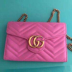 Gucci Perfect Pink Metallasse Leather Shoulder Bag NEW unused